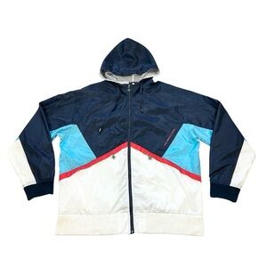 LRG Lifted Research Group Mens 2XL Full Zip Colorblock Hooded Windbreaker Jacket